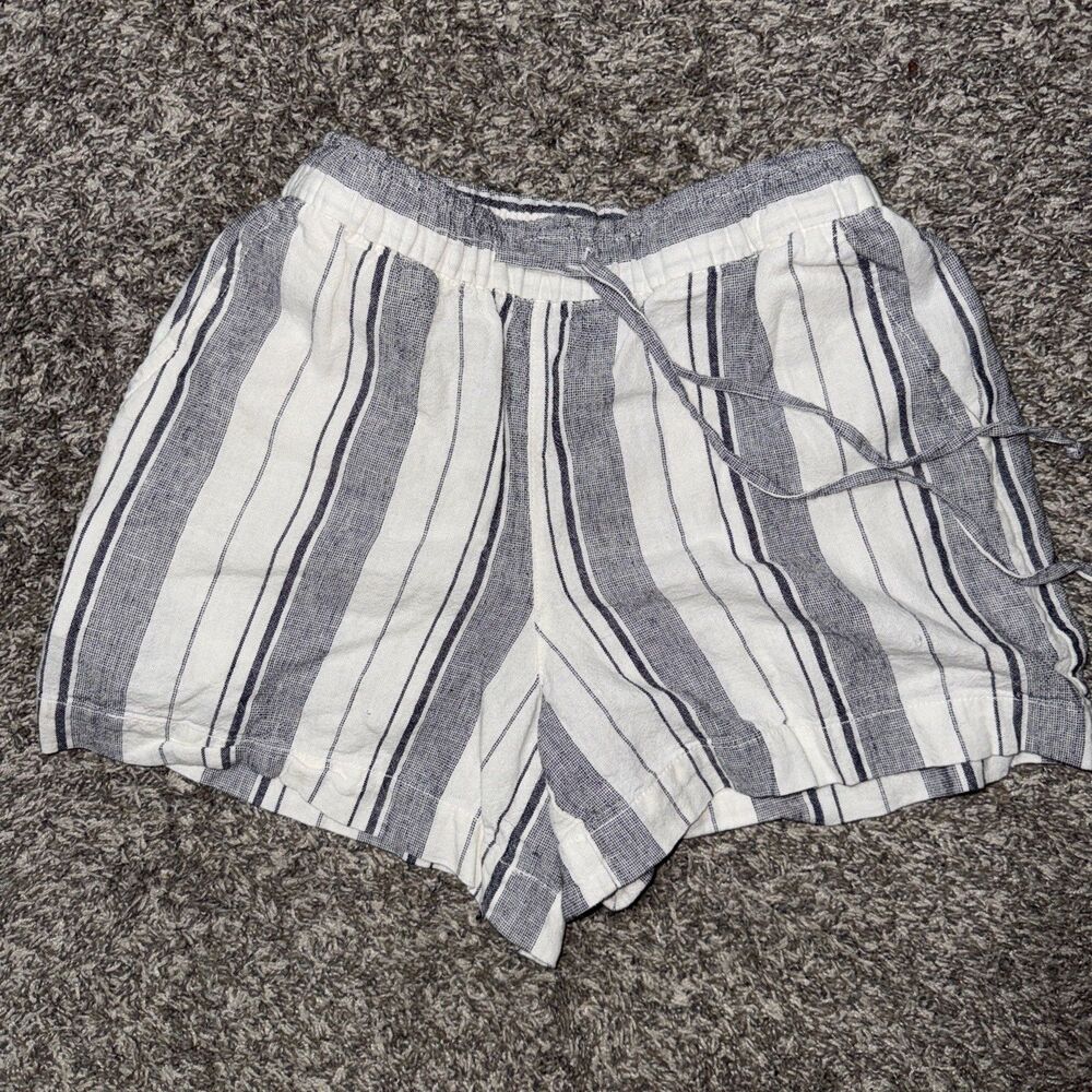 Gap Women's Linen Blend Striped Shorts Size D Small Bermuda Casual Coastal